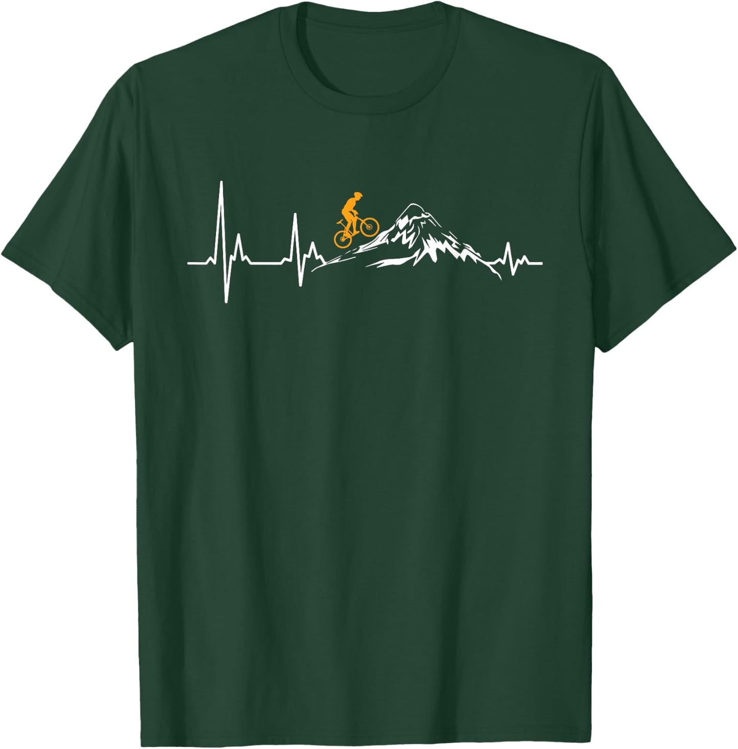 Mountain Bike Heartbeat Heart ECG MTB Bicycle Heart Rate , black T-Shirt - T-Shirt | Forest