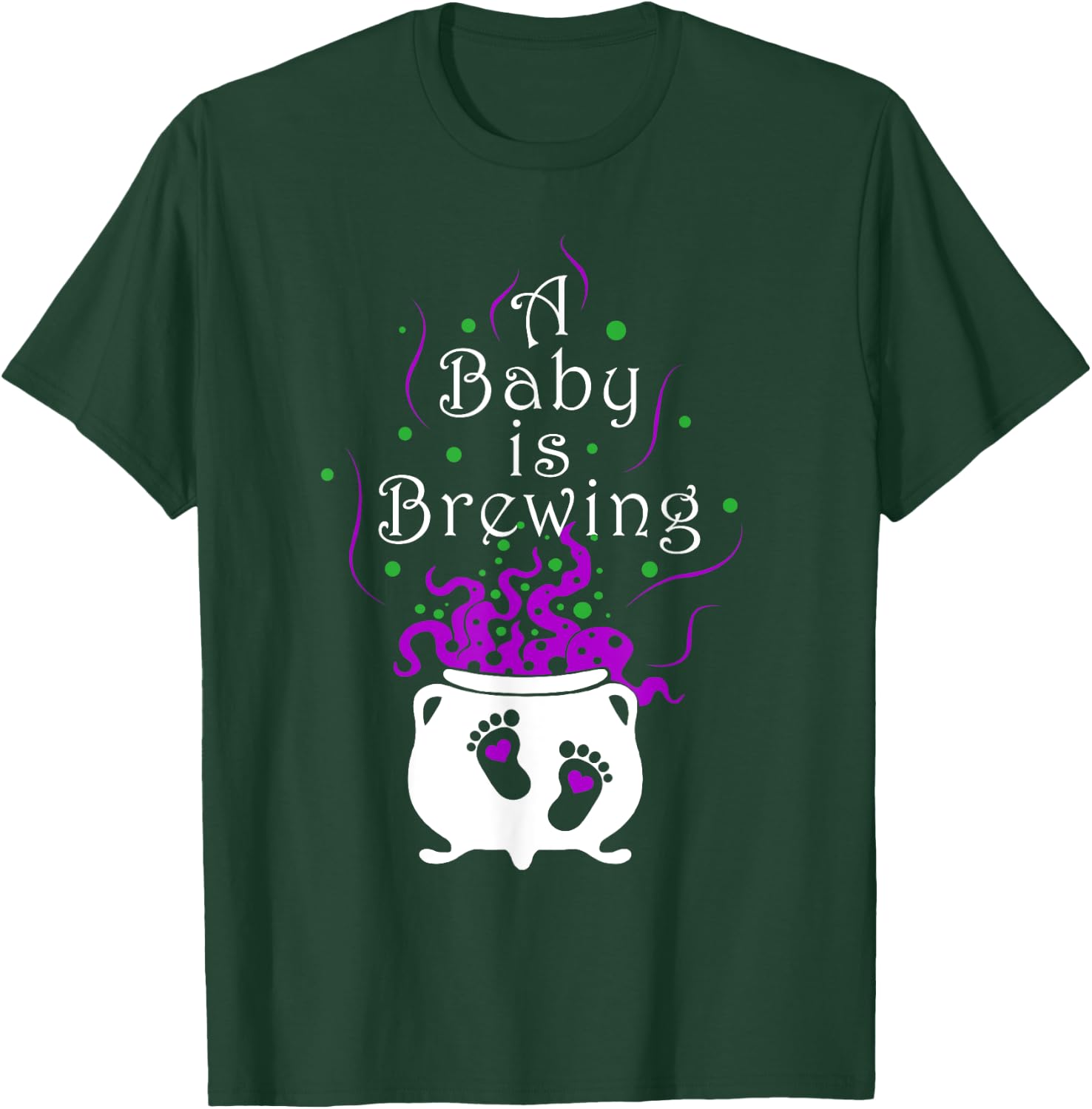 A Baby Is Brewing Black Cauldron Halloween Baby Pregnant T-Shirt - T-Shirt | Forest