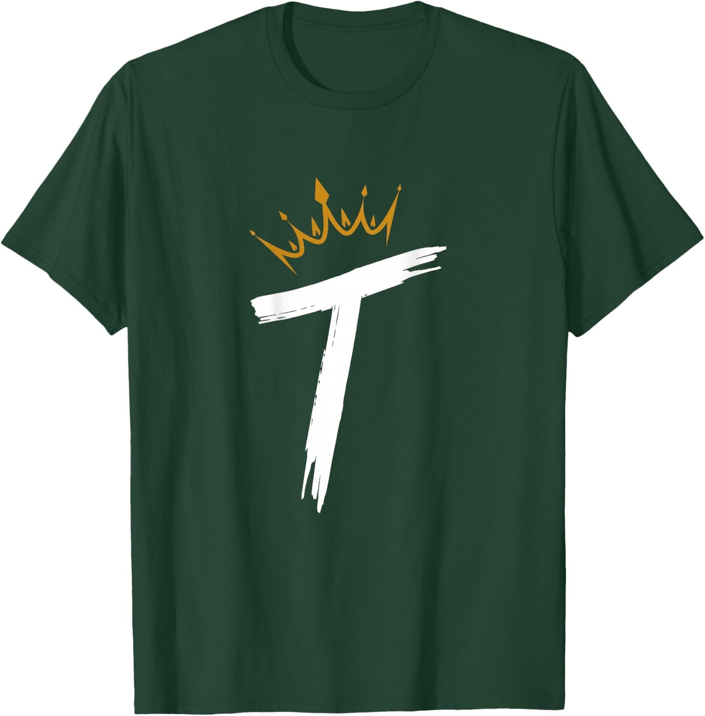 Queen King Letter T - BACKSIDE Letter With Crown Alphabet T-Shirt - T-Shirt | Forest
