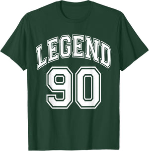 Legend 90 Number Varsity Team - 90th Birthday & 90 Years Old T-Shirt - T-Shirt | Forest