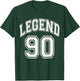 Legend 90 Number Varsity Team - 90th Birthday & 90 Years Old T-Shirt - T-Shirt | Forest