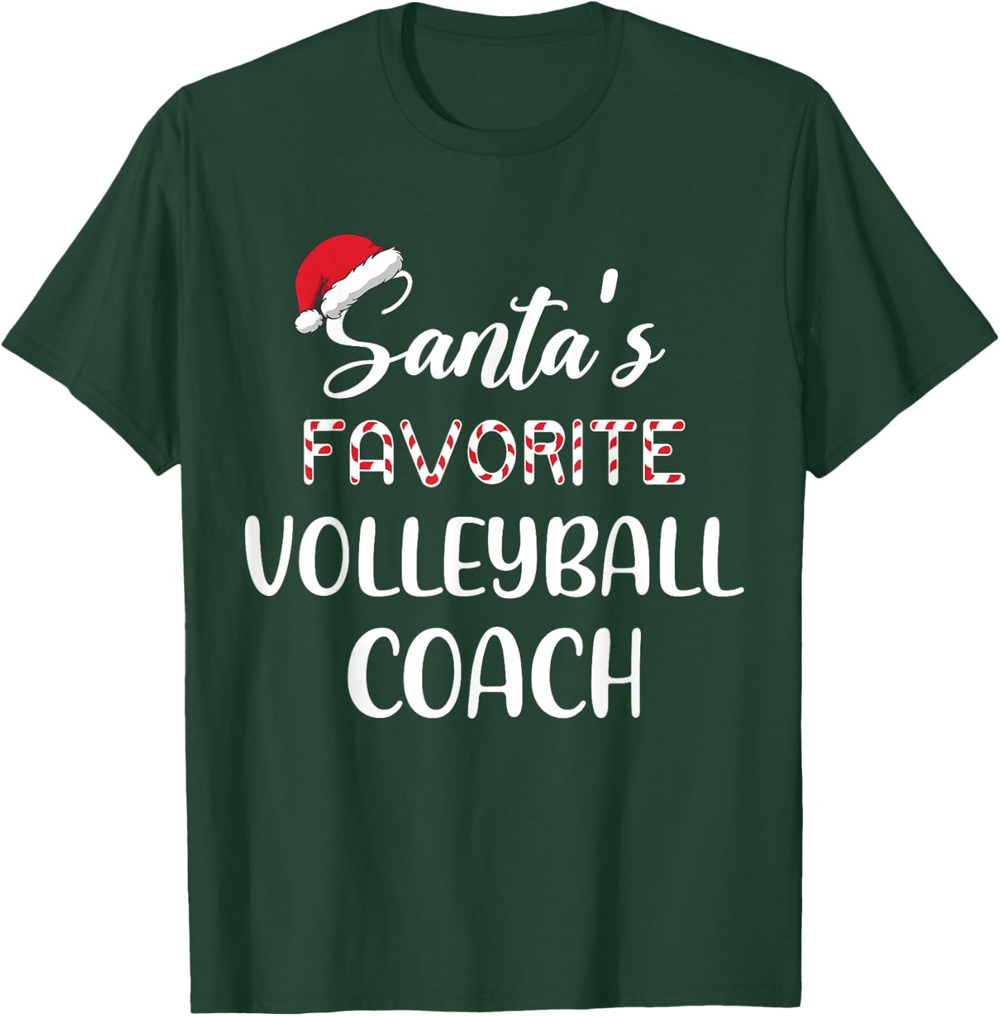 Santa's Favorite Volleyball Coach Pajama Christmas Funny T-Shirt - T-Shirt | Forest