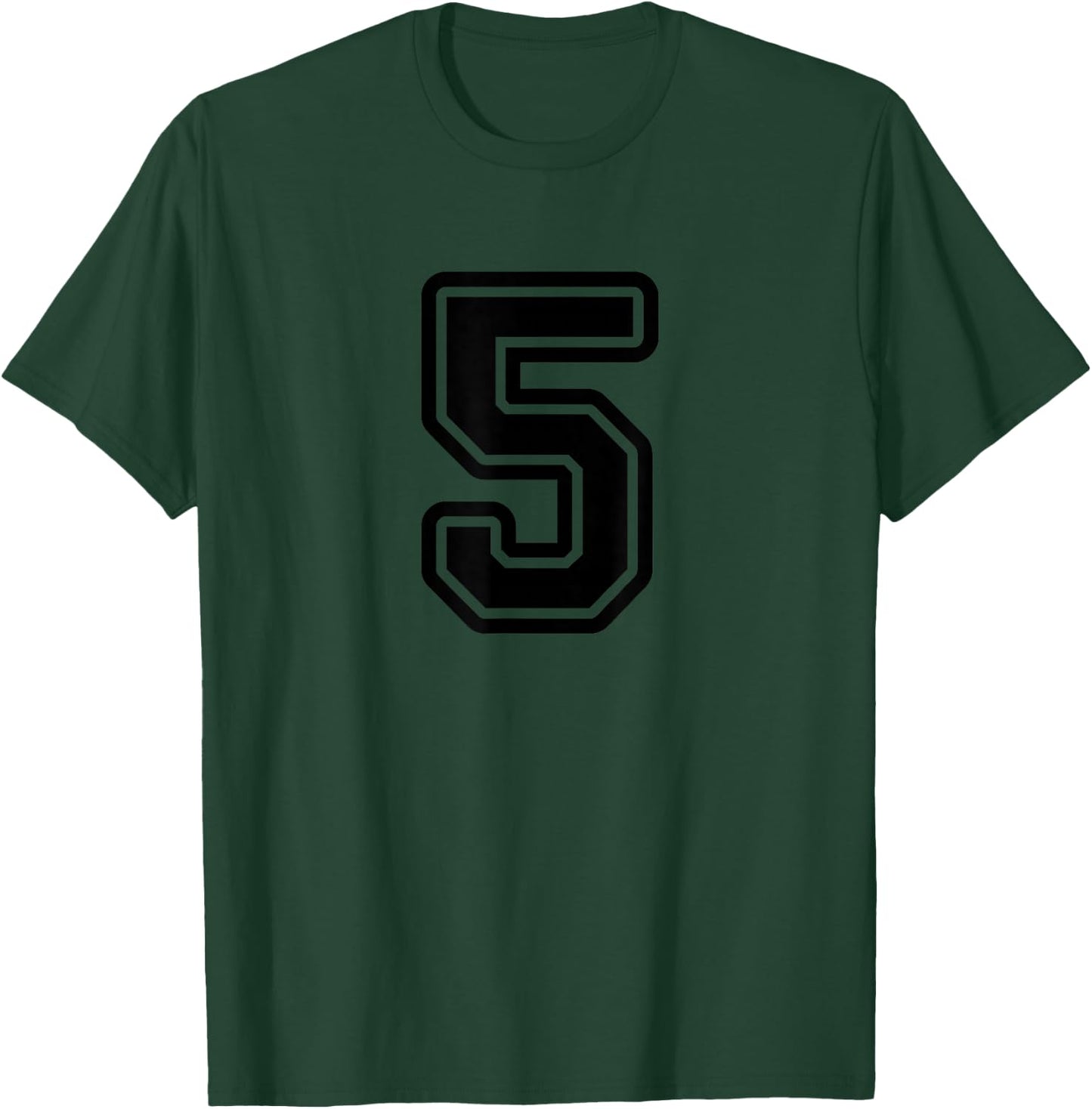 Number #5 Black Varsity Number 5 T-Shirt - T-Shirt | Forest