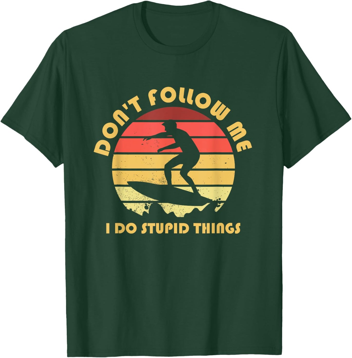 Surfer Retro Vintage Stunts Surfing Surf Surfboard Sea Gift T-Shirt - T-Shirt | Forest