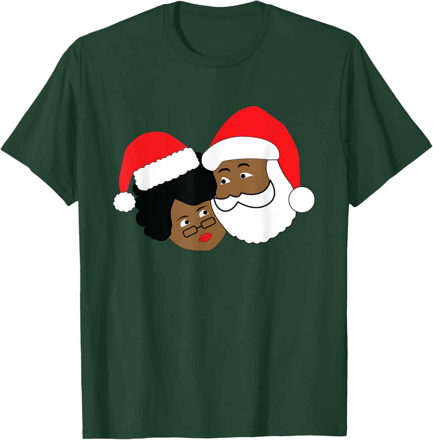 Black Loving Santa Claus and Mrs. Claus Ethnic Christmas T-Shirt - T-Shirt | Forest
