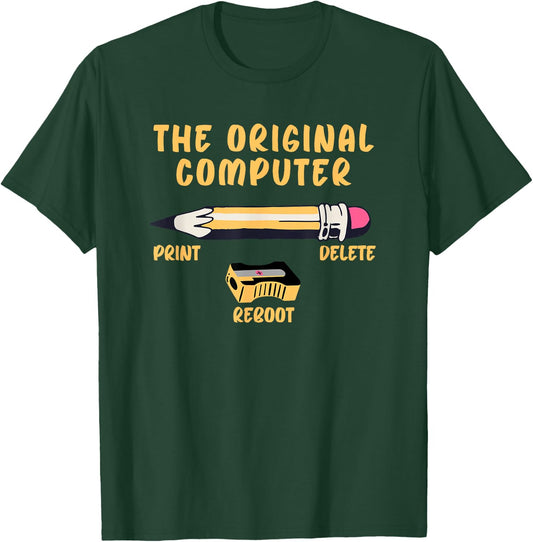 The Original Computer Sarcastic Funny IT Tech Print Delete T-Shirt - T-Shirt | Forest