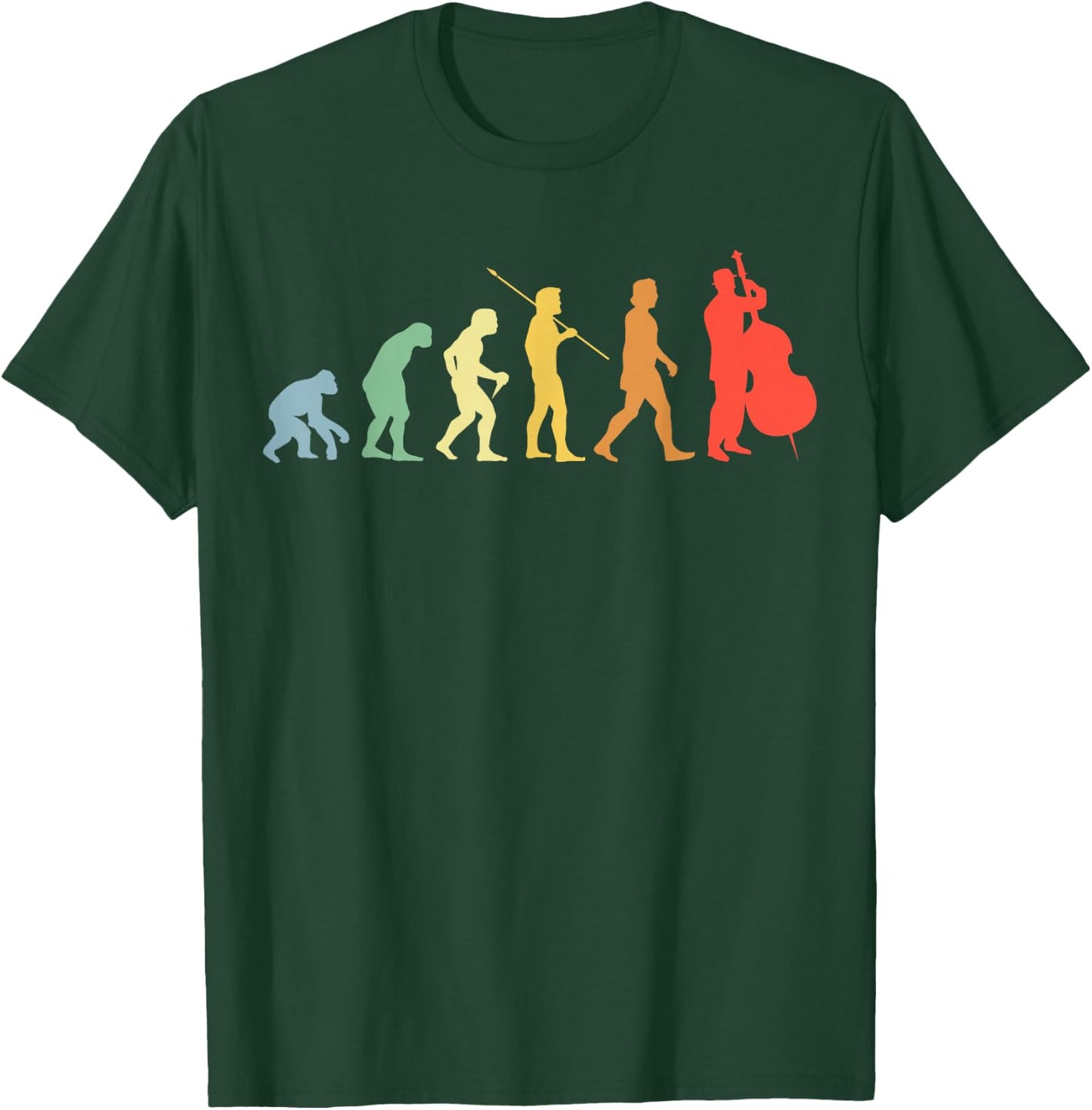 Double Bass Evolution Retro Chello Double Bass Player T-Shirt - T-Shirt | Forest