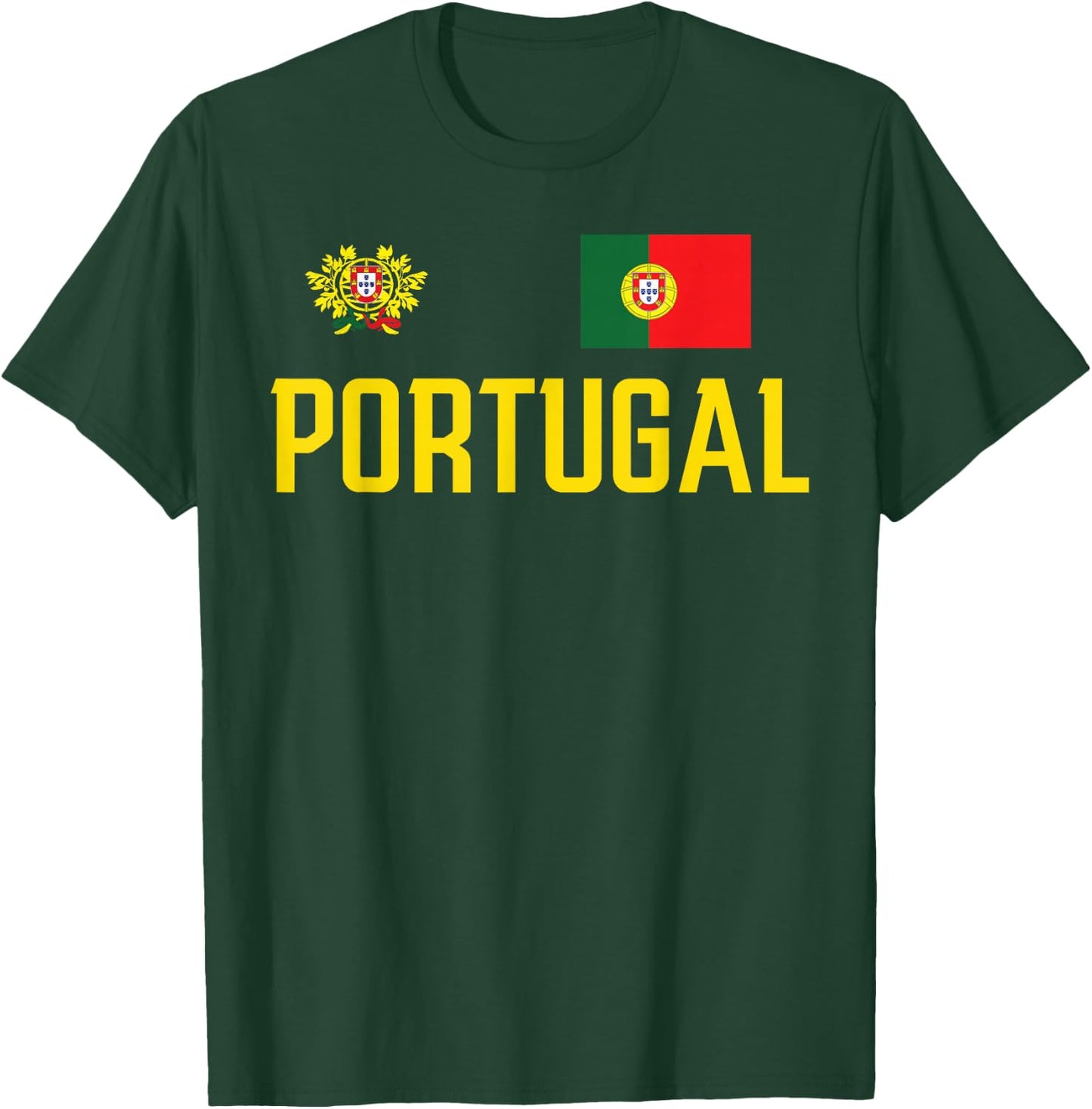 Portugal Flag Portuguese Football Soccer Fan Men Women Kids T-Shirt - T-Shirt | Forest