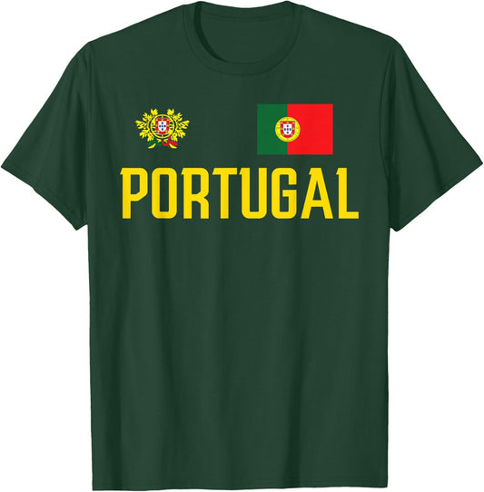 Portugal Flag Portuguese Football Soccer Fan Men Women Kids T-Shirt - T-Shirt | Forest