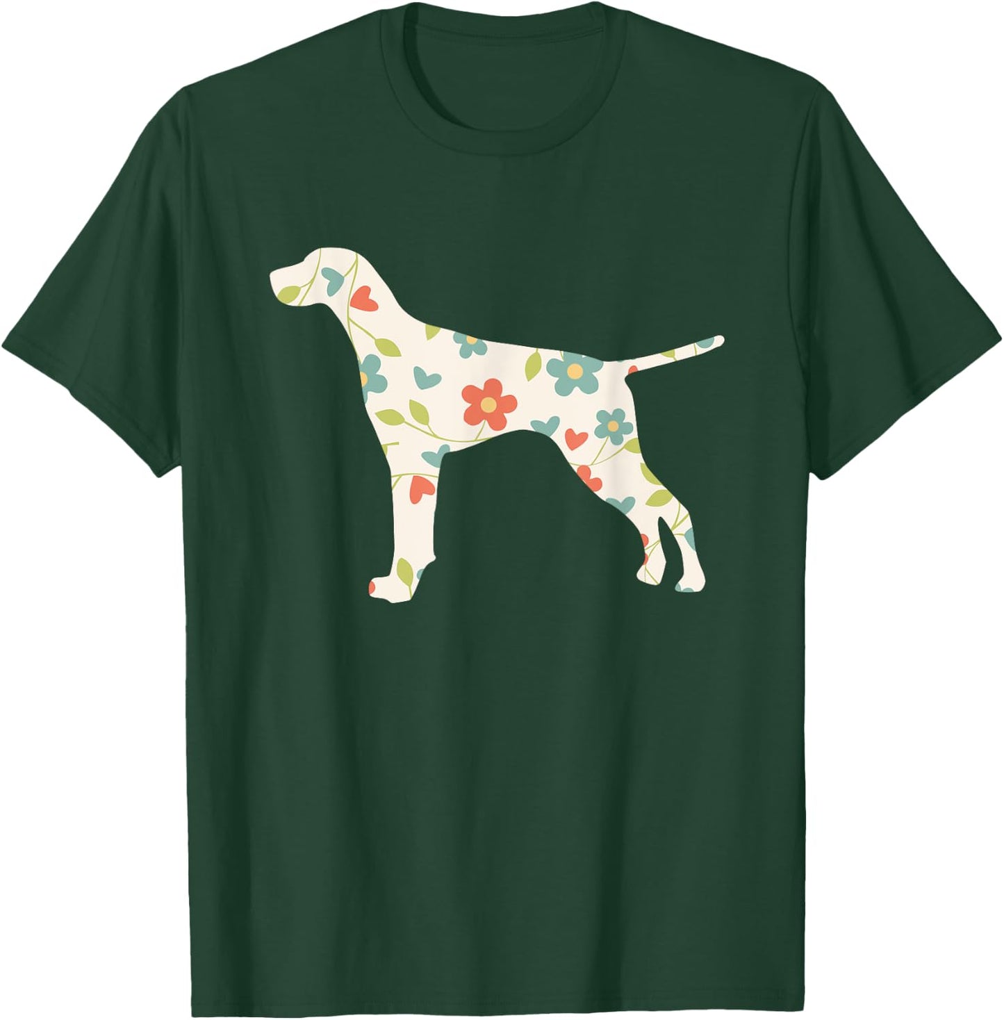 German Shorthair Pointer Dog Flower Silhouette T-Shirt - T-Shirt | Forest