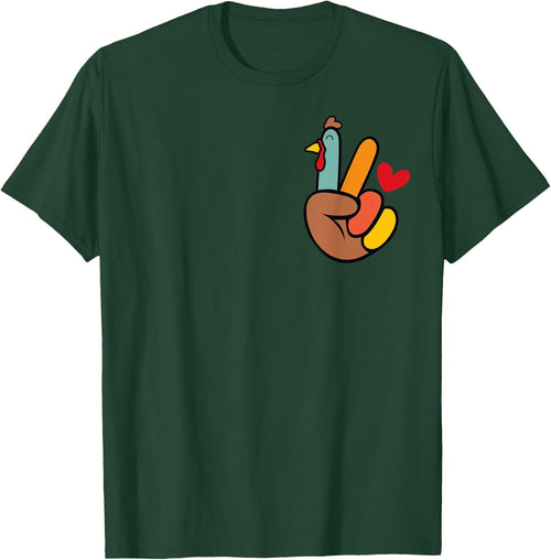 Peace Sign Turkey Hand Heart Thanksgiving Pocket
