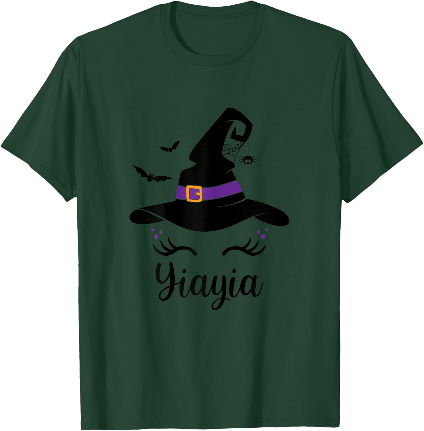 Unicorn Design With Halloween Witch Hat Yiayia Halloween T-Shirt - T-Shirt | Forest