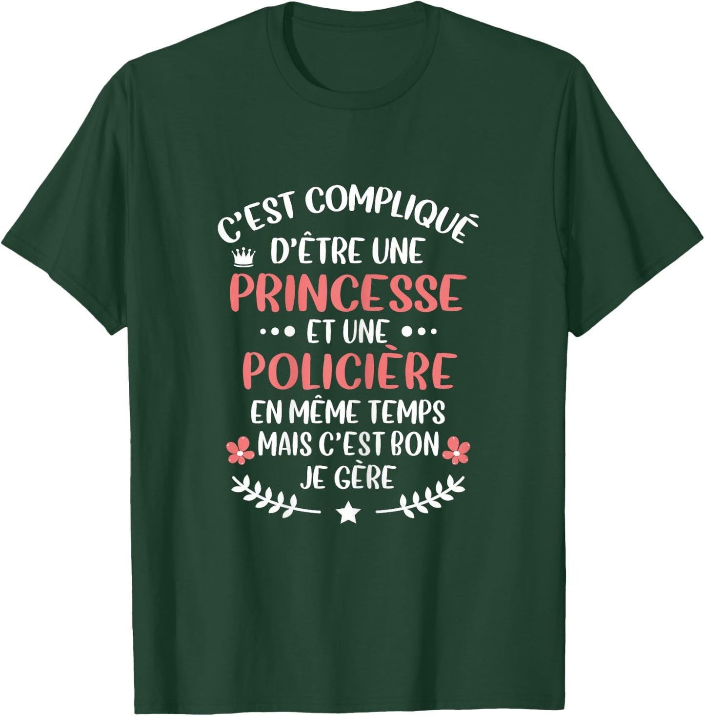 Original Gift Woman Police and Princess Humour , Black, Female X-Small T-Shirt - T-Shirt | Forest