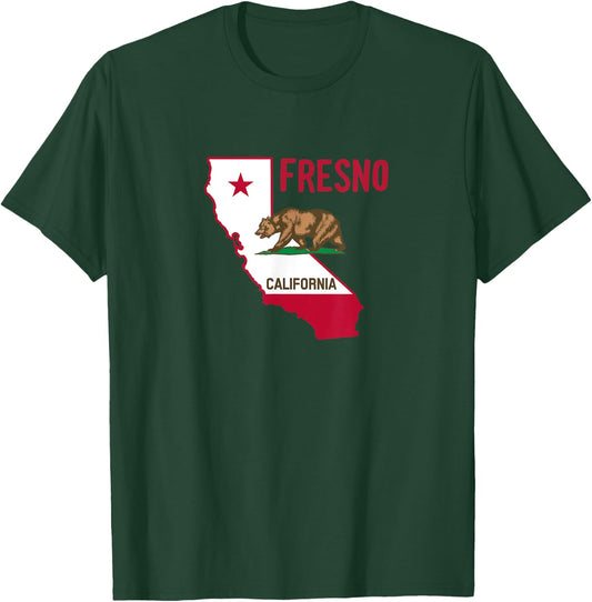 Fresno - California Flag / Cool Vintage Design of Fresno CA T-Shirt - T-Shirt | Forest