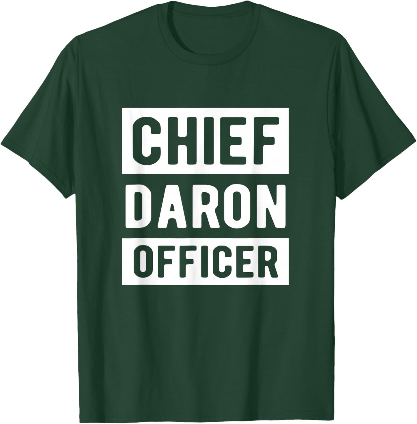Chief Daron Officer Humour Young Dad Party and Christmas , Black, S T-Shirt - T-Shirt | Forest