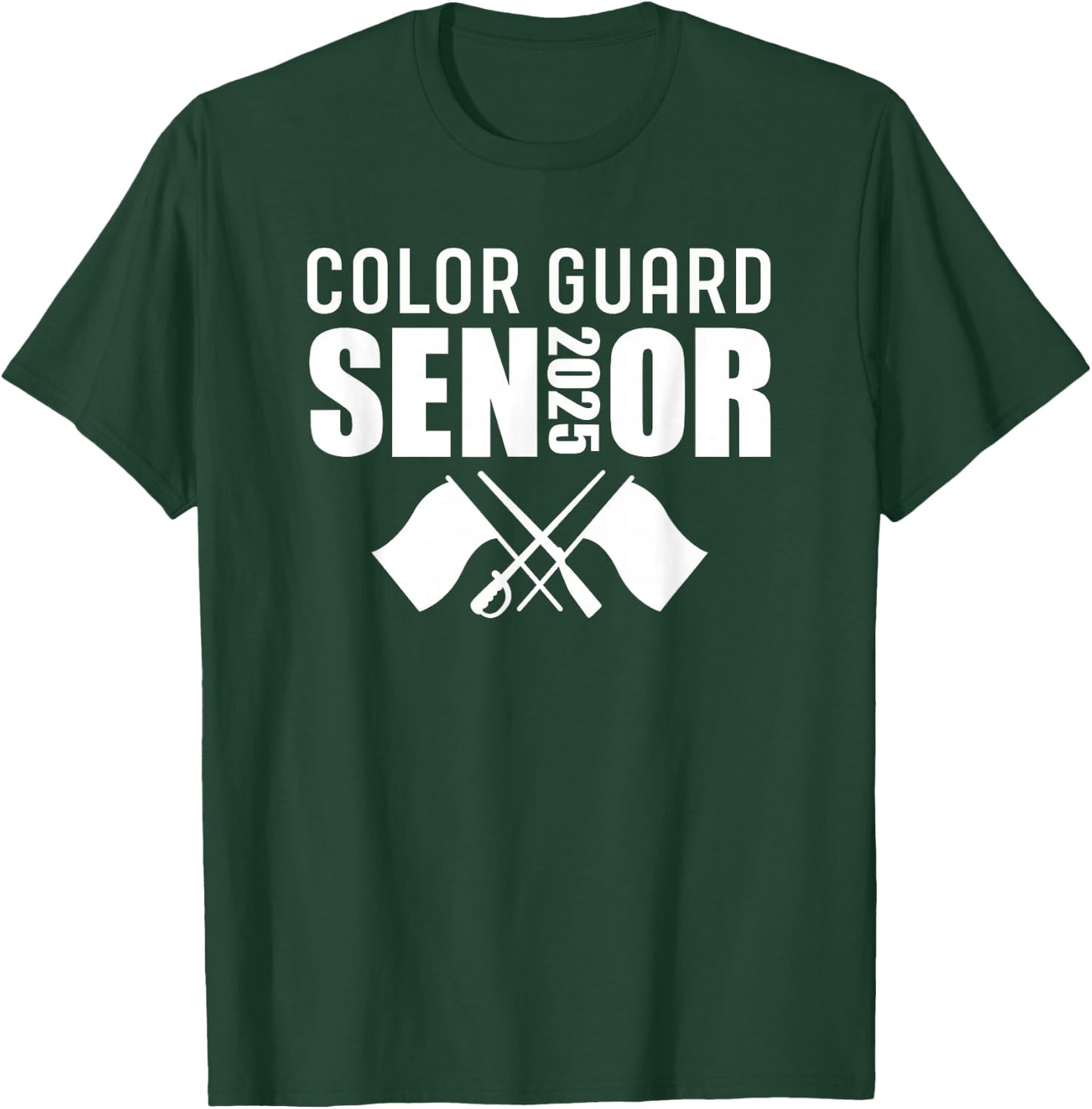 2025 Senior Color Guard Class of 2025 Marching Band Flag T-Shirt - T-Shirt | Forest
