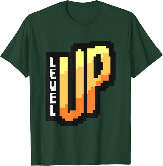 Retro Arcade Game Level Up 8-Bit Video Gamer Gift T-Shirt - T-Shirt | Forest