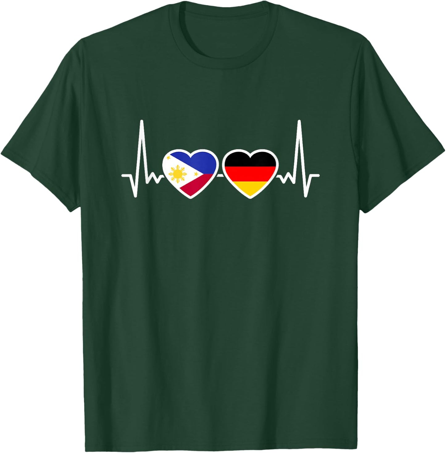 Philippines Germany Heartbeat Flag German Filipino , black T-Shirt - T-Shirt | Forest