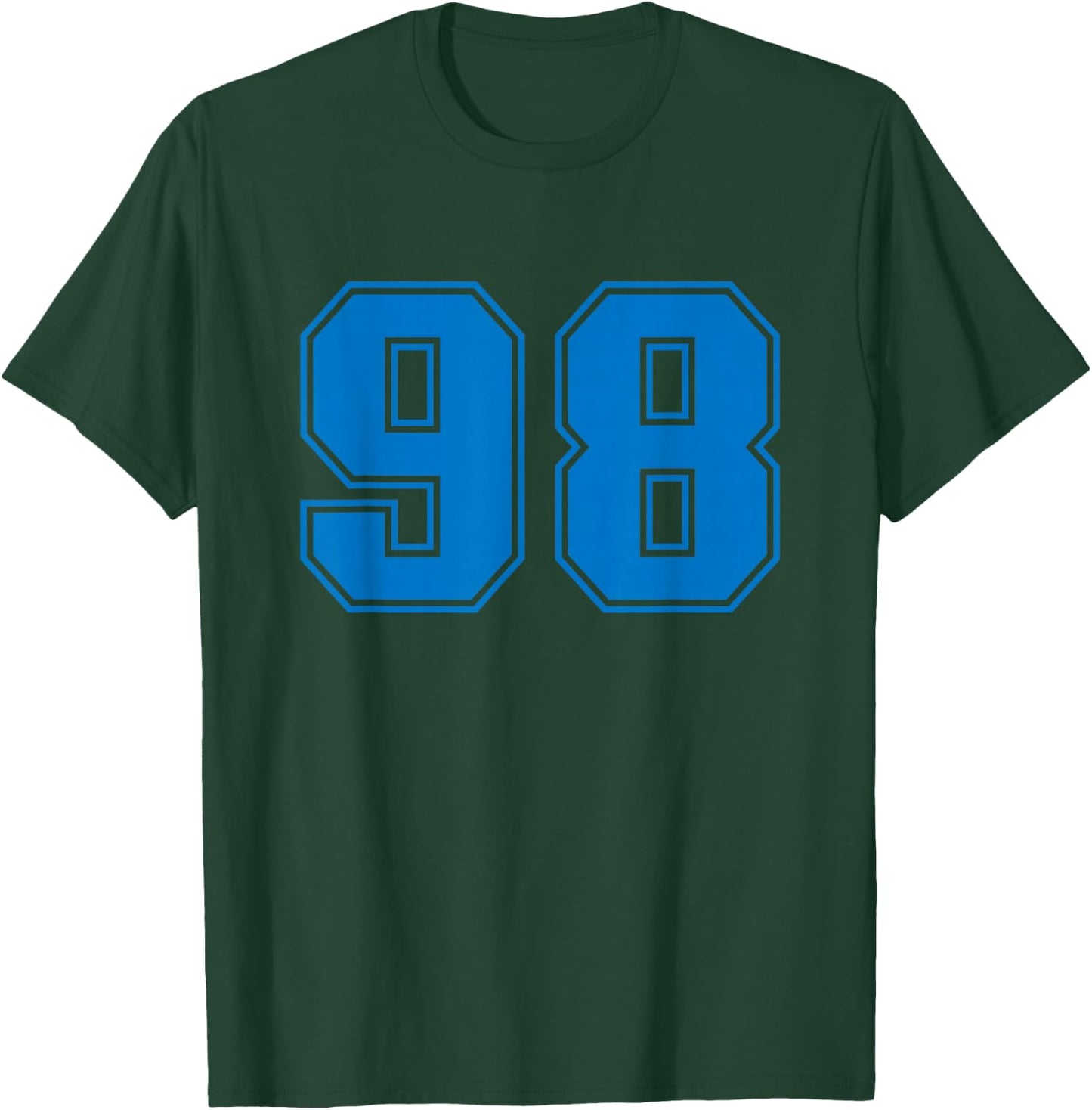 Number #98 Sport Blue Plain Number T-Shirt - T-Shirt | Forest