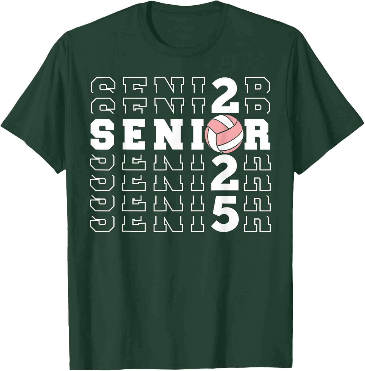 Senior 2025 Volleyball Class Of 2025 Seniors School Graduate T-Shirt - T-Shirt | Forest