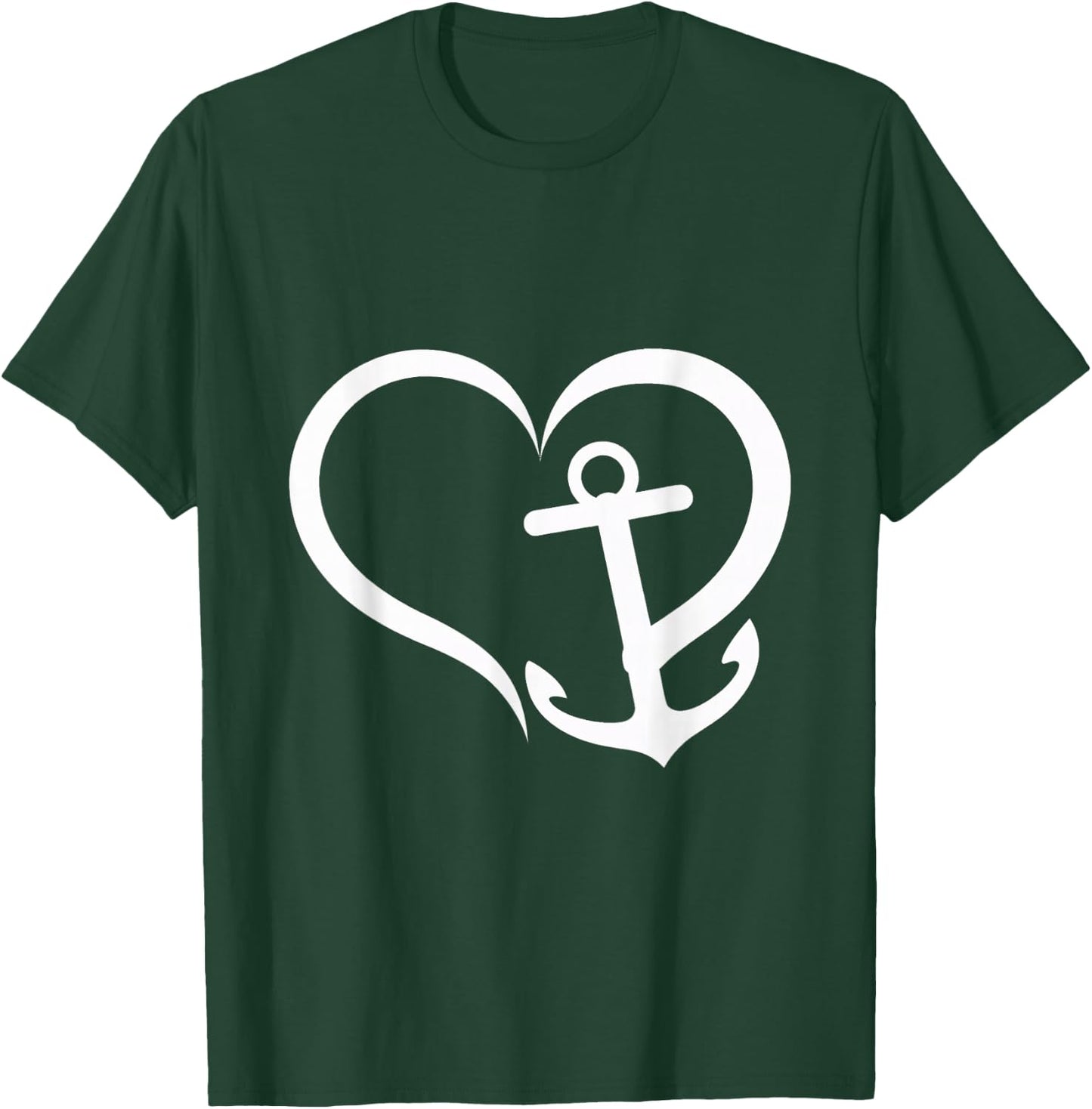 Heart Anchor Love Nautical Ocean Boating Sailing T-Shirt - T-Shirt | Forest