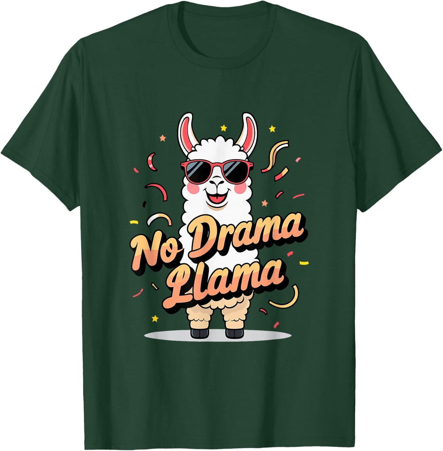 Cool No Drama Llama Party Design T-Shirt - T-Shirt | Forest