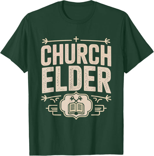 Deacon Church Elder Vintage Badge Cross Identity Christian T-Shirt - T-Shirt | Forest