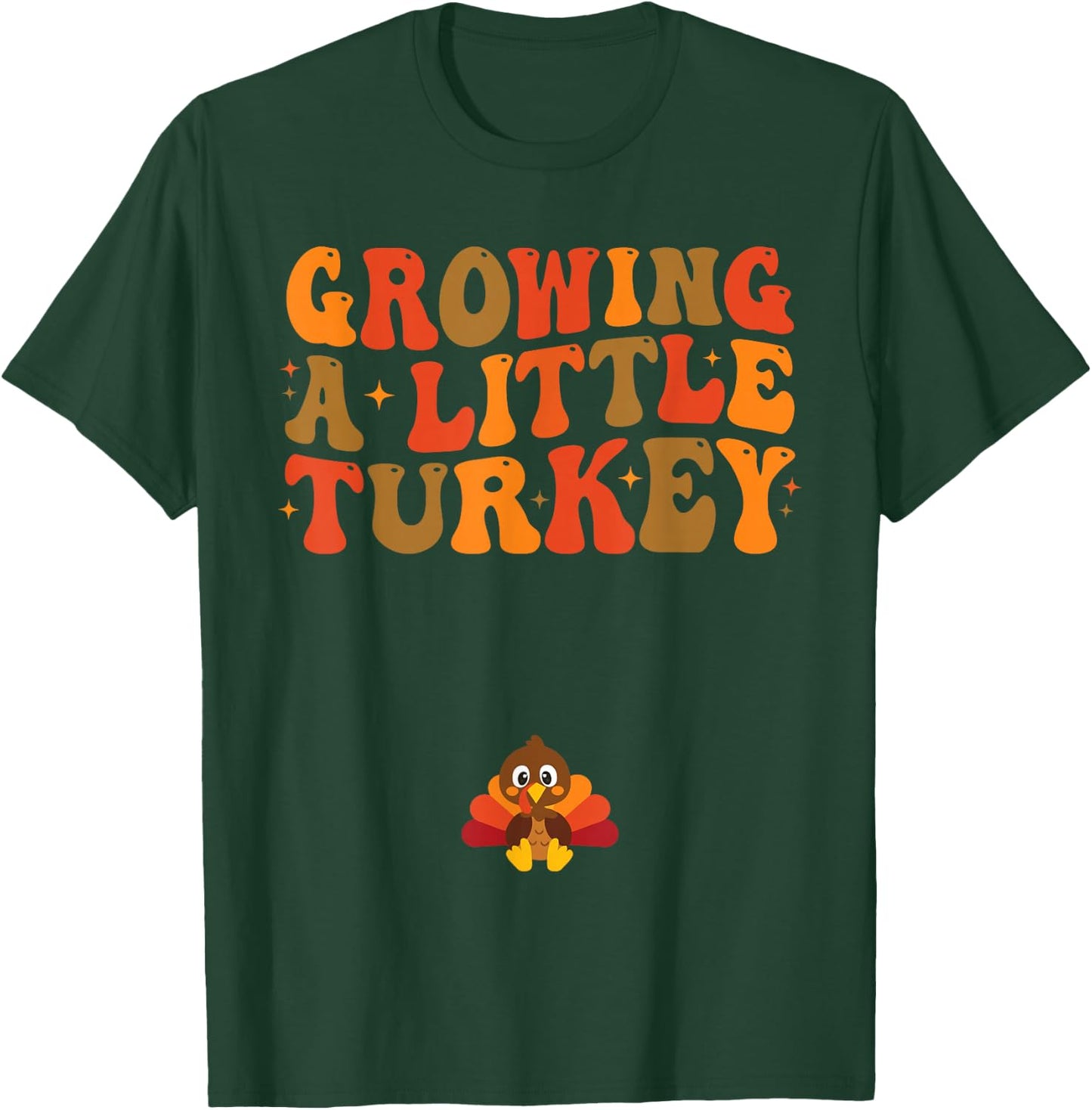 Growing a Little Turkey Thanksgiving Pregnancy Announcement T-Shirt - T-Shirt | Forest