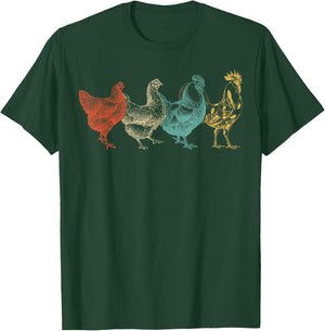 Chicken Retro Vintage Poultry Farmer Women Men Farm Lover T-Shirt - T-Shirt | Forest