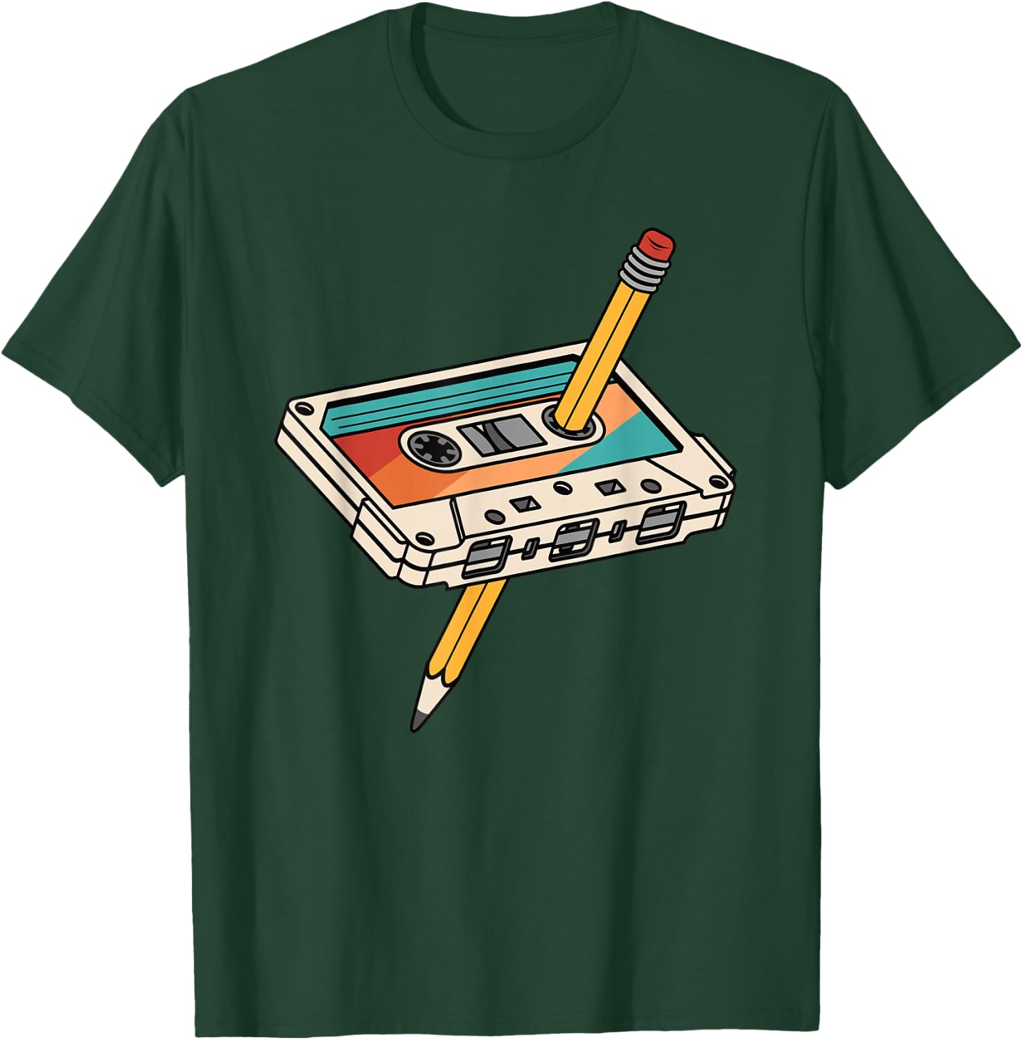 80s 90s Retro Party Outfit Cassette Vintage Women Men T-Shirt - T-Shirt | Forest