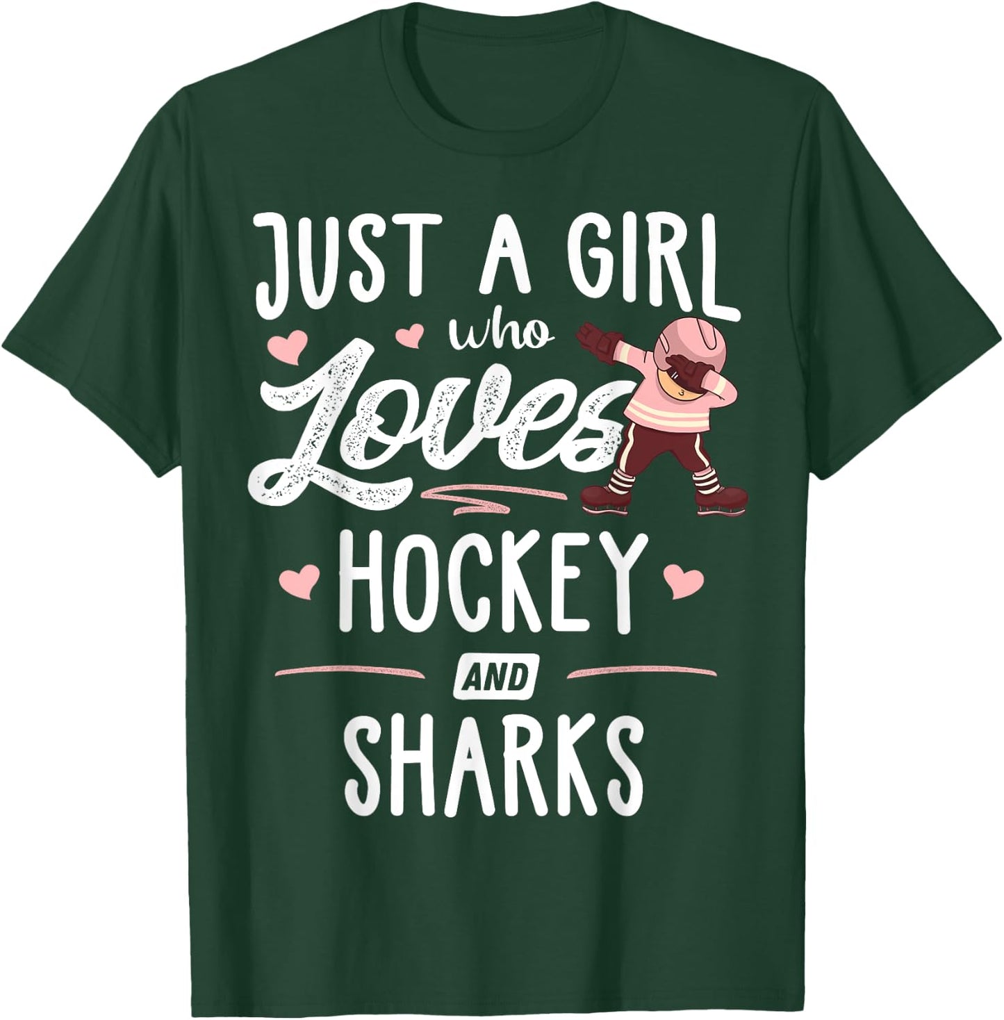 Just A Girl Who Loves Hockey And Sharks Gift Women T-Shirt - T-Shirt | Forest