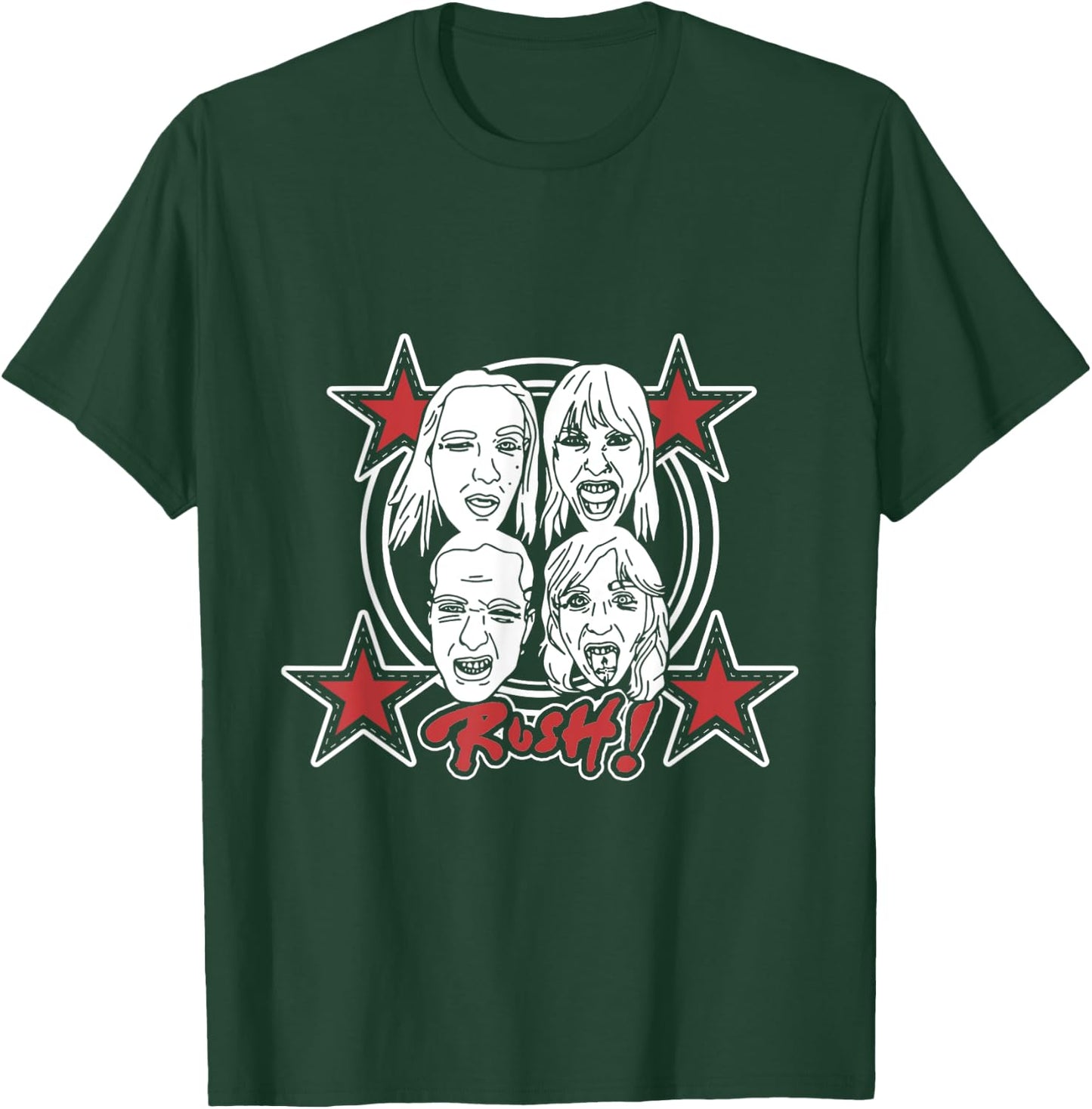 Måneskin RUSH! Faces & Red Starz , Black, S T-Shirt - T-Shirt | Forest