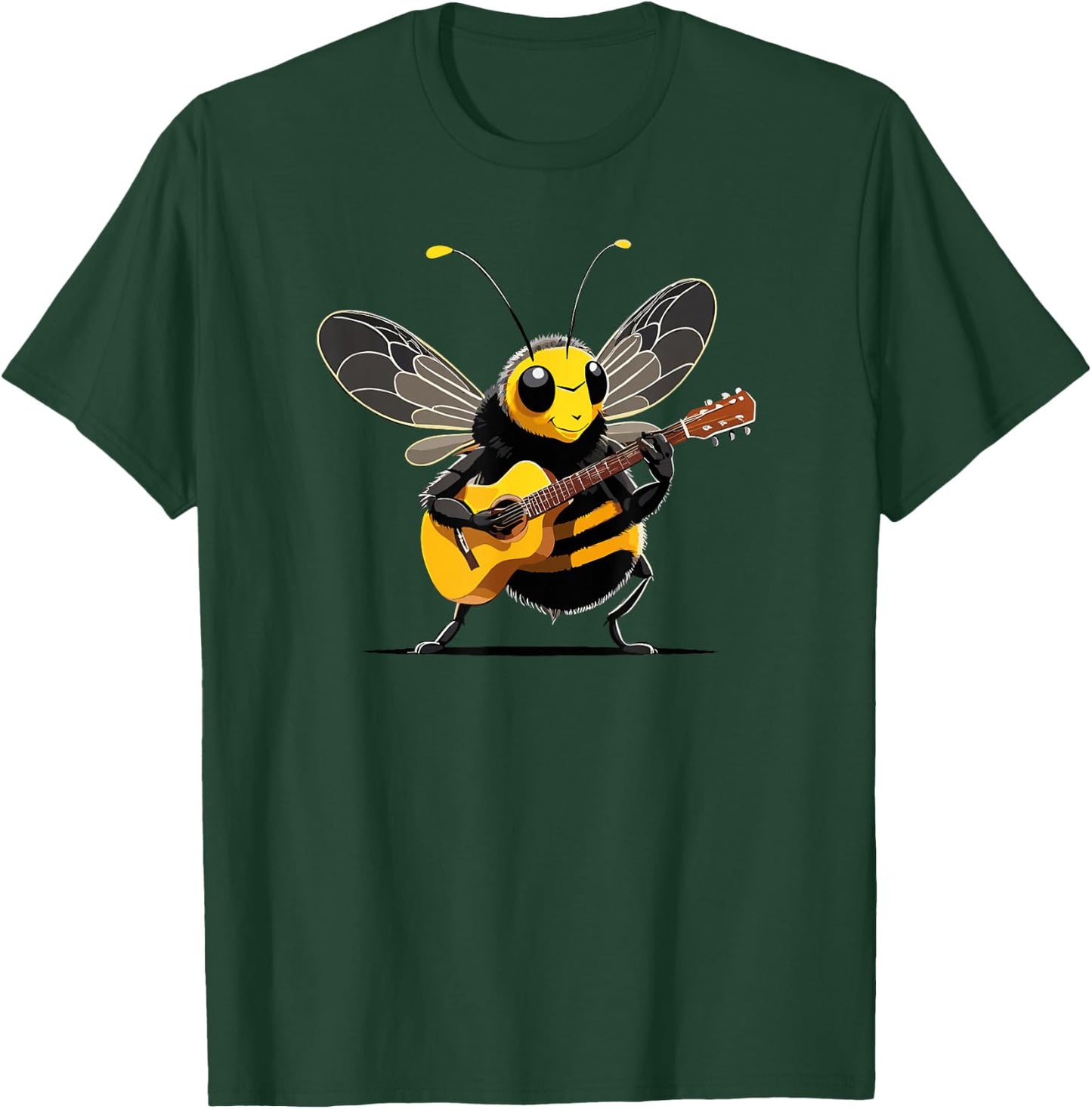 Bee playing Acoustic Guitar, Bee Guitarist T-Shirt - T-Shirt | Forest