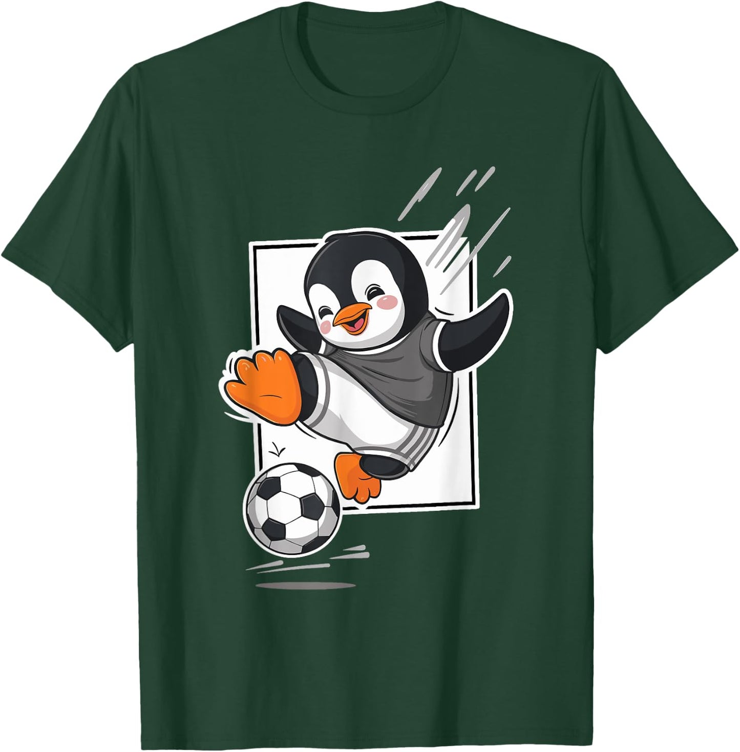 Penguin Playing Soccer Kicking Football Cute Cartoon Penguin T-Shirt - T-Shirt | Forest