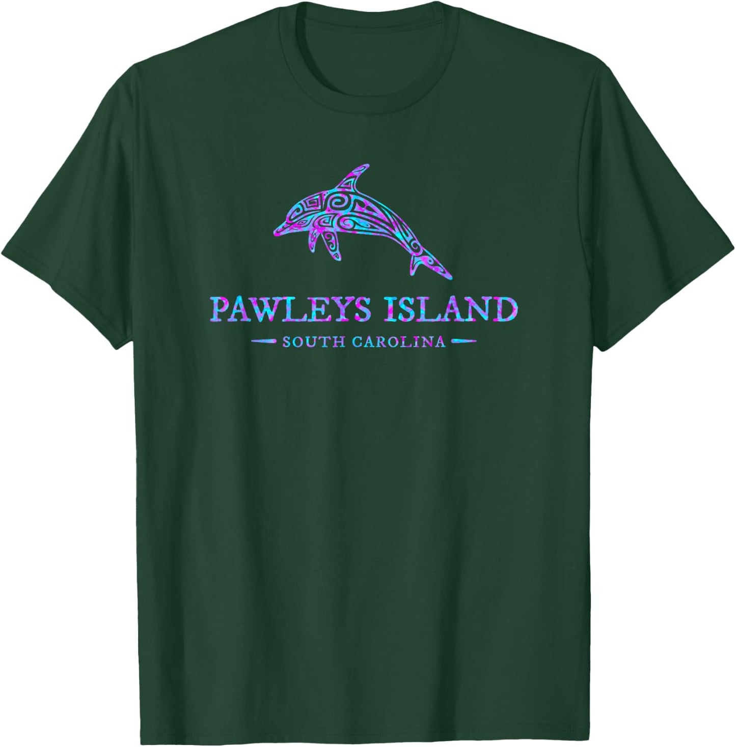 Pawleys Island South Carolina Colorful Dolphin Girls Boys T-Shirt - T-Shirt | Forest