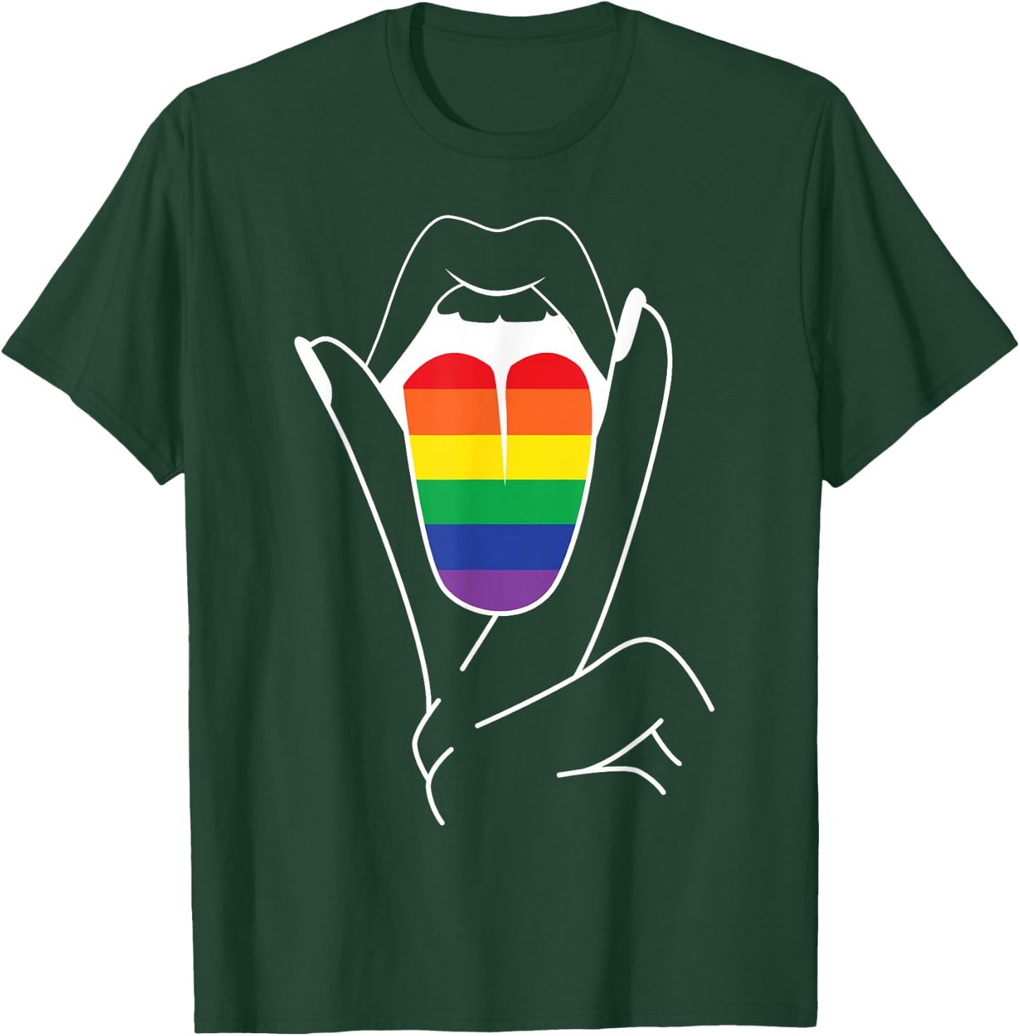 Rainbow Pride Tongue Adult Gay Party Lesbian Queer CSD LGBT T-Shirt - T-Shirt | Forest