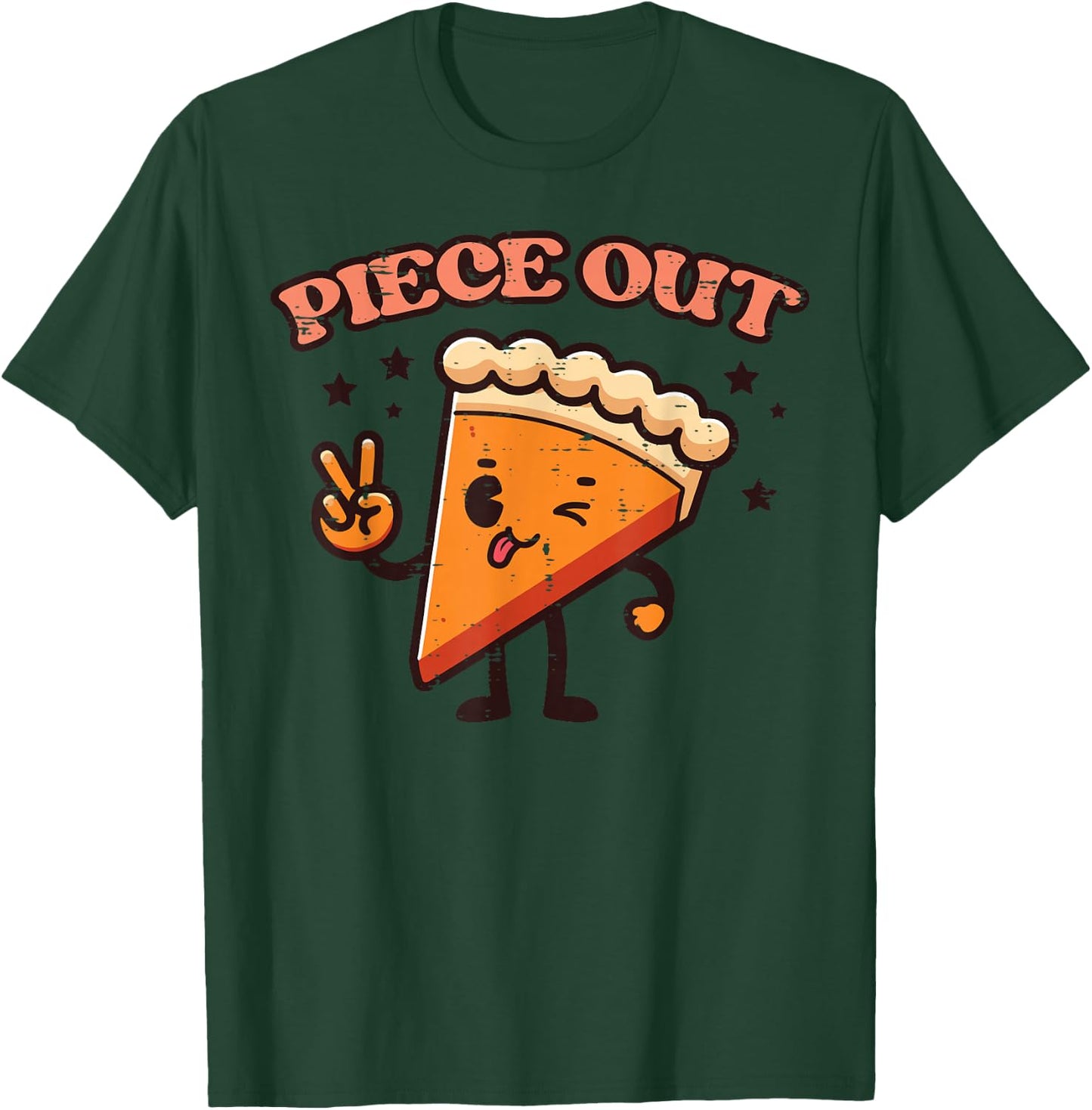 Thanksgiving Pumpkin Pie Piece Out Retro Fall Women Men Kids T-Shirt - T-Shirt | Forest