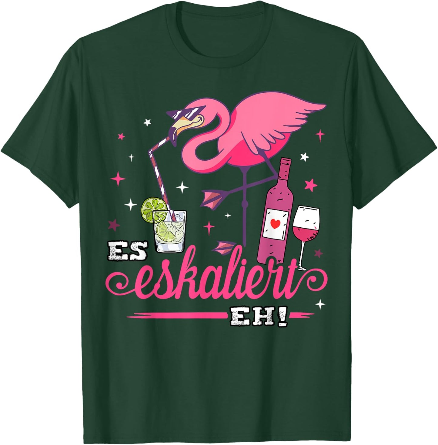 Es eskaliert eh Flamingo Kostüm Malle Party Outfit Frau JGA T-Shirt - T-Shirt | Forest