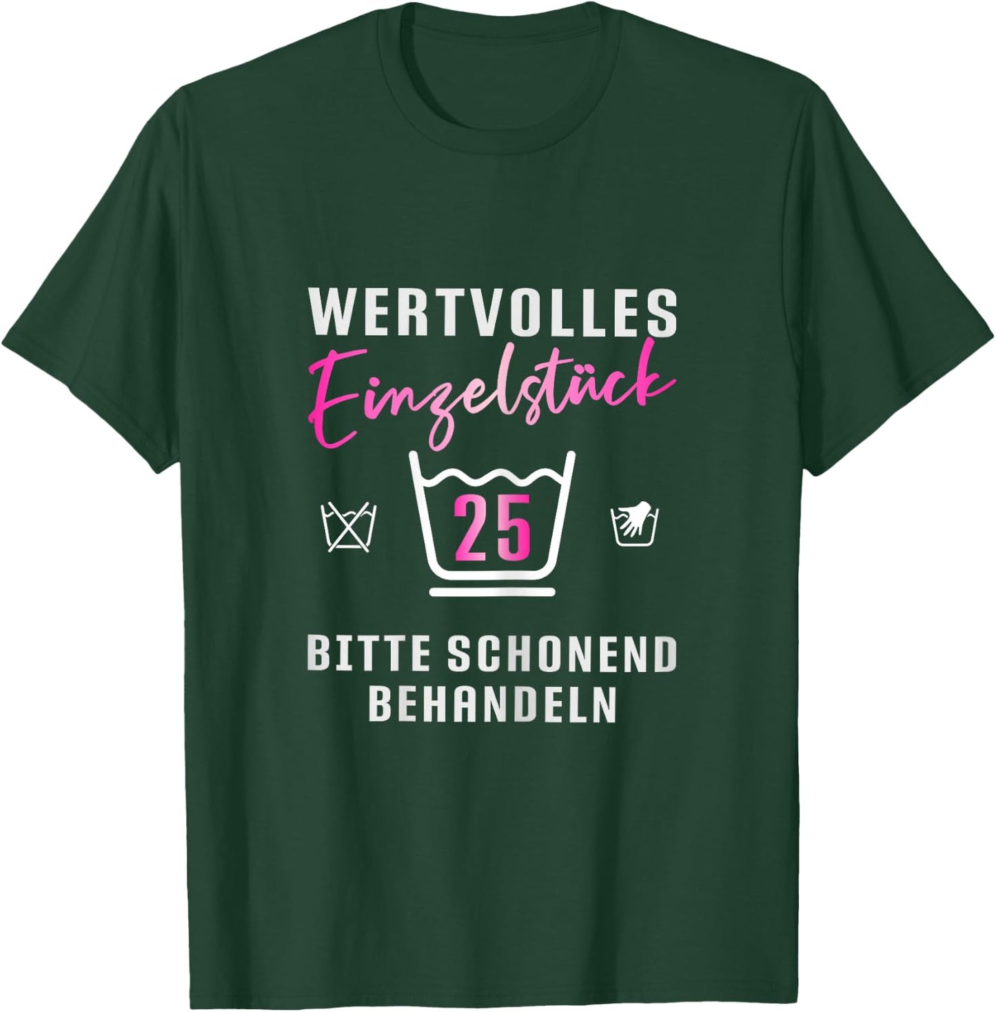 Ladies 25th Birthday Washing Symbols Gift 25th Birthday , black T-Shirt - T-Shirt | Forest