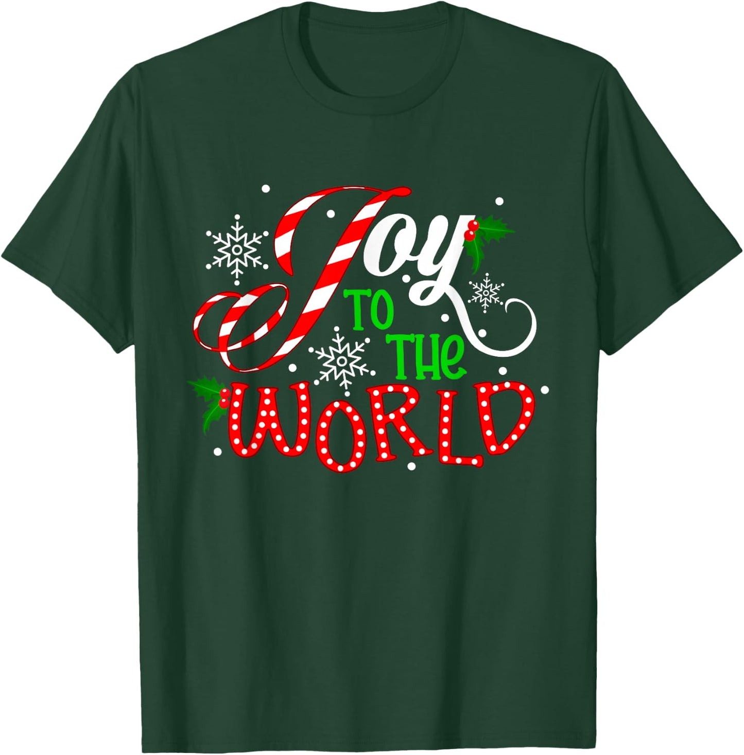 Joy To The World Candy Cane Christmas Pajamas Xmas Kids T-Shirt - T-Shirt | Forest