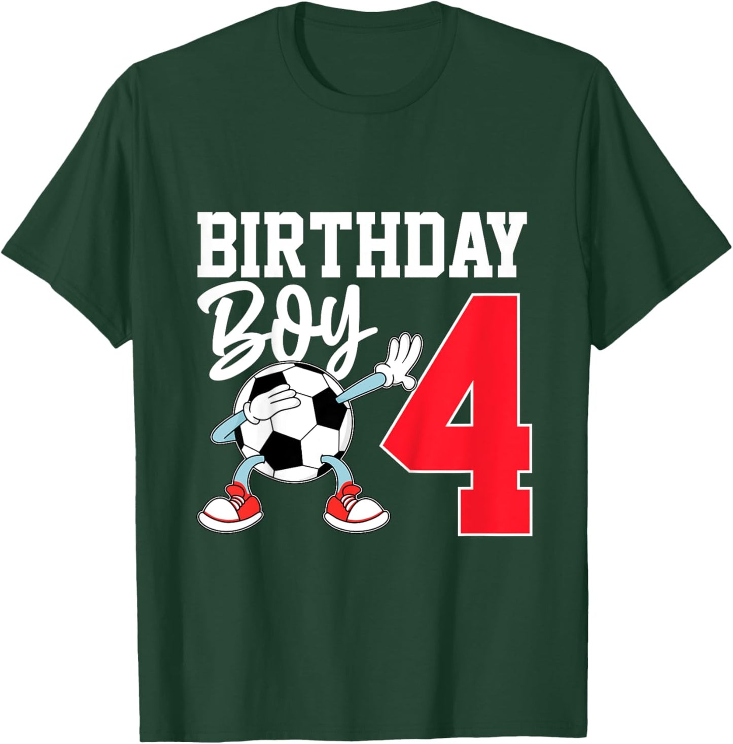 Kids 4th Birthday Shirt Boy Soccer Kids Football Four 4 Year Old T-Shirt - T-Shirt | Forest