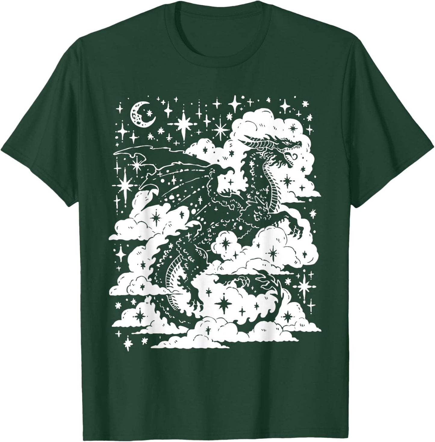 Dark Academia Fantasy Dragon | Book Lover Bookish Goblincore T-Shirt - T-Shirt | Forest
