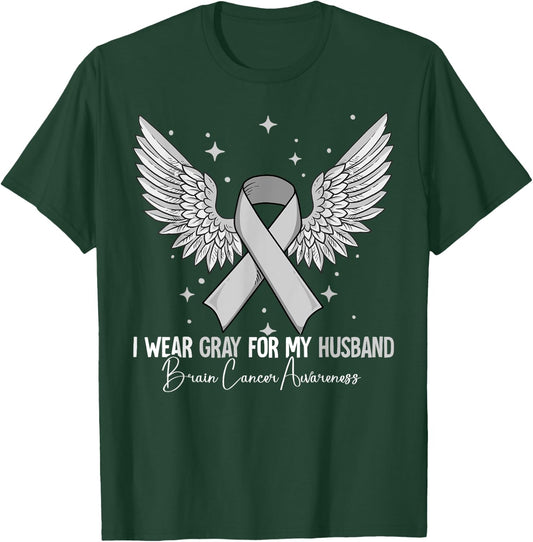Husband Brain Cancer Awareness T-Shirt - T-Shirt | Forest
