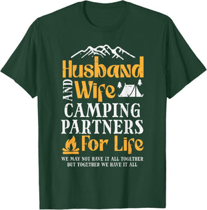 Husband Wife Camping Partners Couple Match Camper Men Women T-Shirt - T-Shirt | Forest