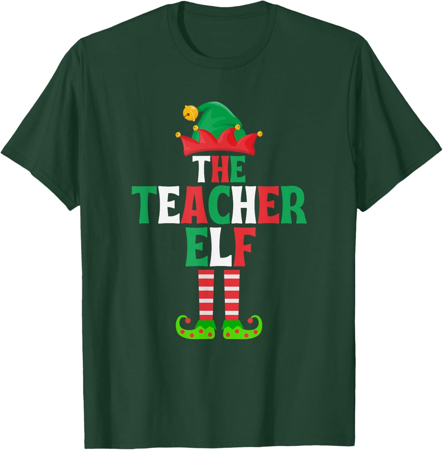 The Teacher Elf - Funny Matching Family Group Christmas T-Shirt - T-Shirt | Forest