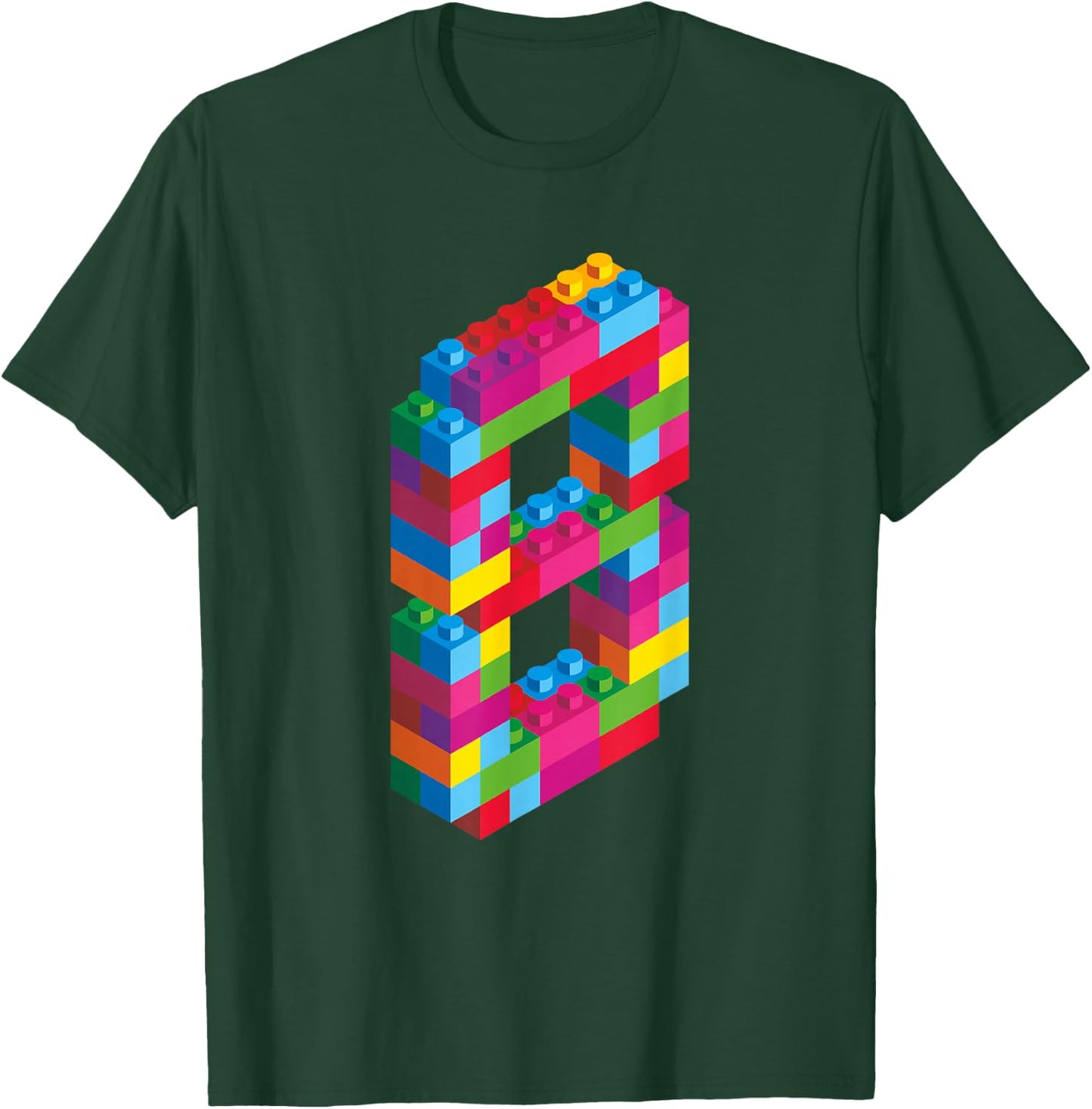 Children's 8 Years Old Building Blocks Birthday Bricks 8 , black T-Shirt - T-Shirt | Forest