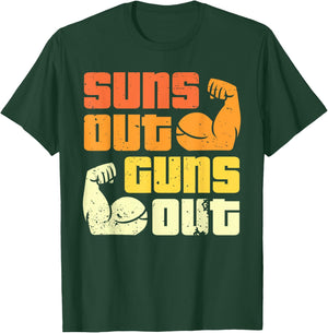 Cali Style Bodybuilding Sun's Out Guns Out Biceps T-Shirt - T-Shirt | Forest
