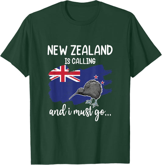 New Zealand Flag New Zealand Is Calling & I Must Go Kiwi , black, s T-Shirt - T-Shirt | Forest