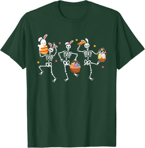Bunny Skeleton Dancing Easter Basket Carrot Funny Easter Day T-Shirt - T-Shirt | Forest