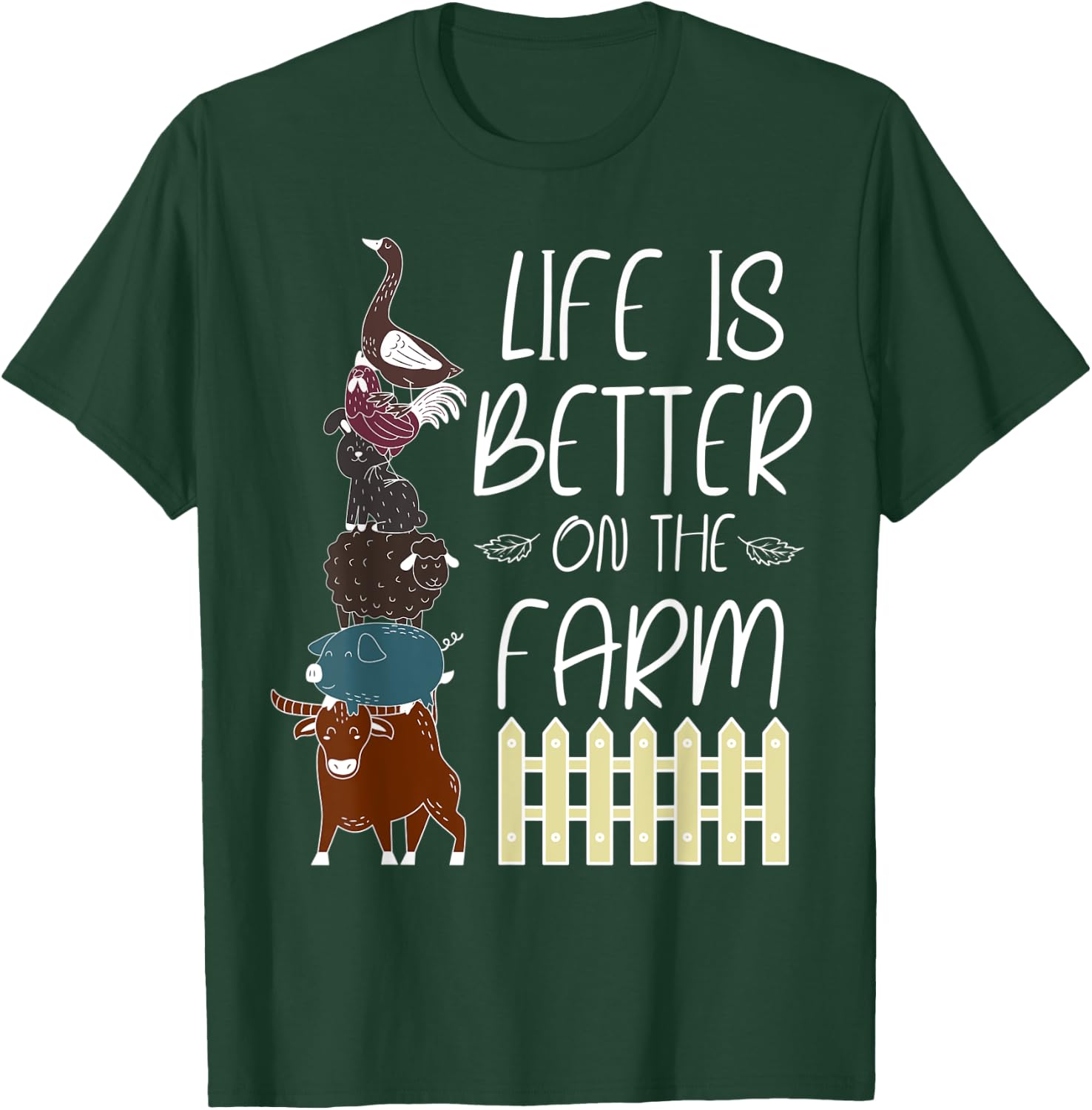 Life is better on the Farm Cute Animal Friends, Farm Girl T-Shirt - T-Shirt | Forest